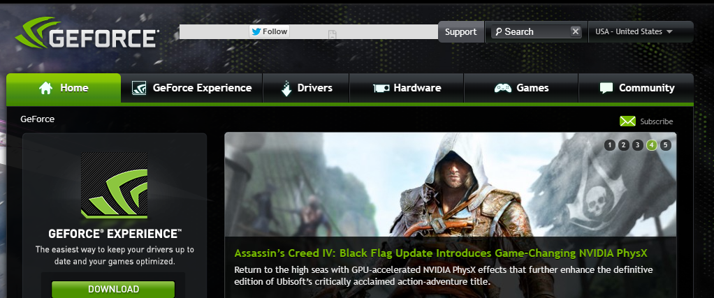 Screenshot of GeForce.com